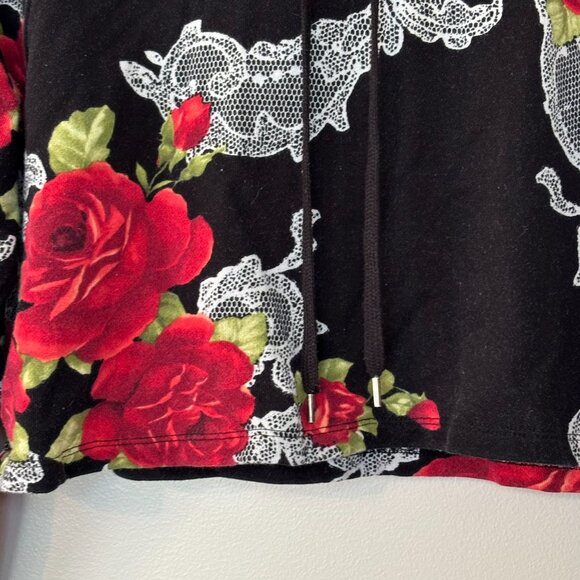 Forever 21 Cropped Floral Lace Print Hoodie, Size Medium - Picture 4 of 11